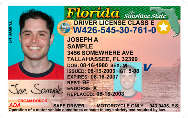 FL Driver License REAL ID topshot