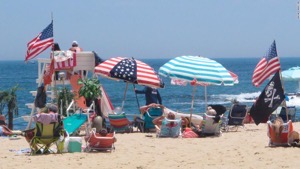 Beach flags fourth of july.